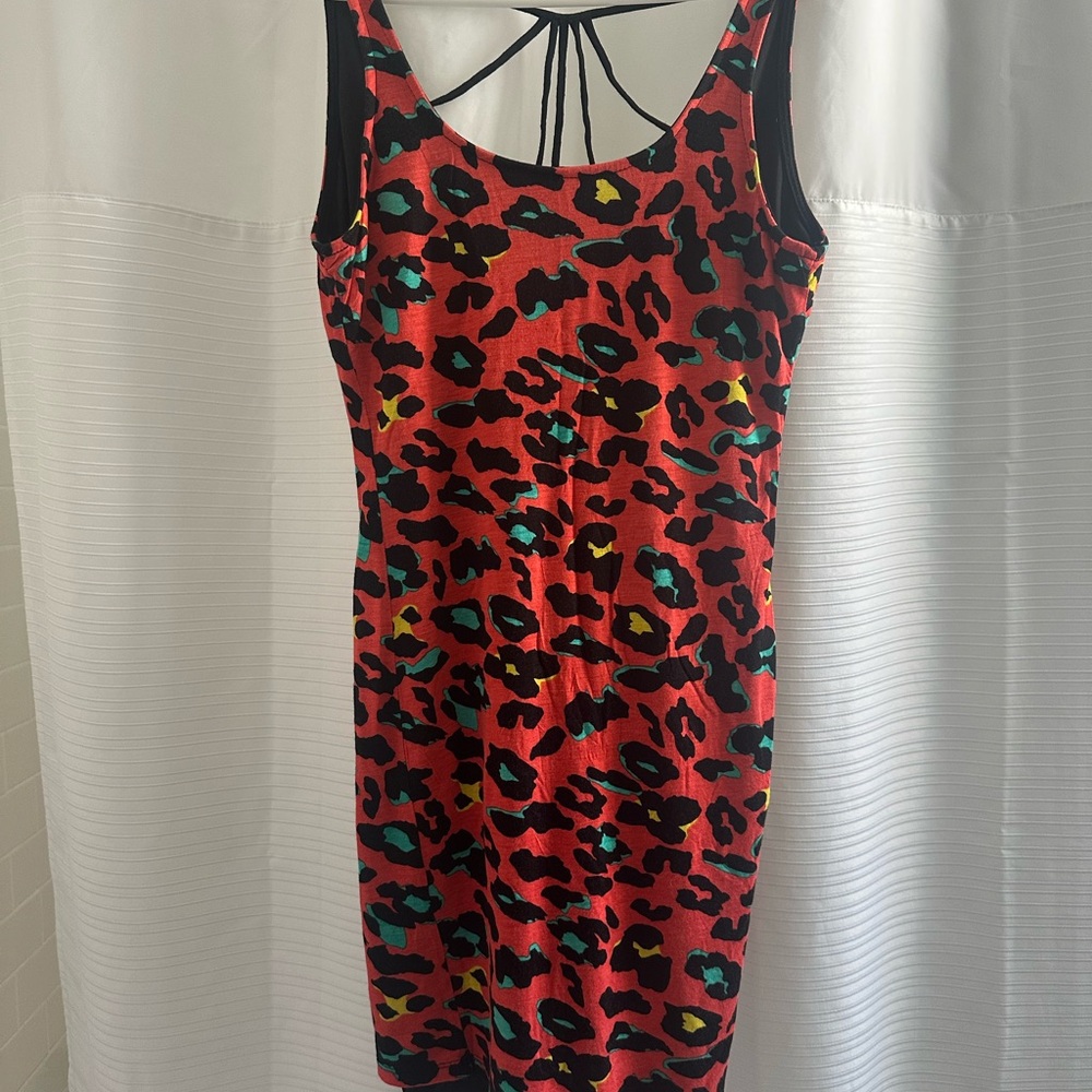 Red and Black Backless Bodycon Dress with Spaghetti Straps